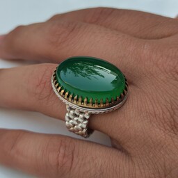انگشتر نقره مردانه عقیق سبز 