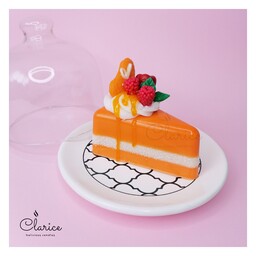 شمع فانتزی  دستساز مدل کیک اسلایسی پرتقالی،دکوری تزیینی، هدیه