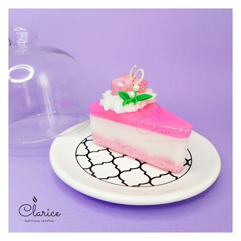شمع فانتزی دستساز صورتی مدل کیک اسلایسی،هدیه، دکوری تزیینی 