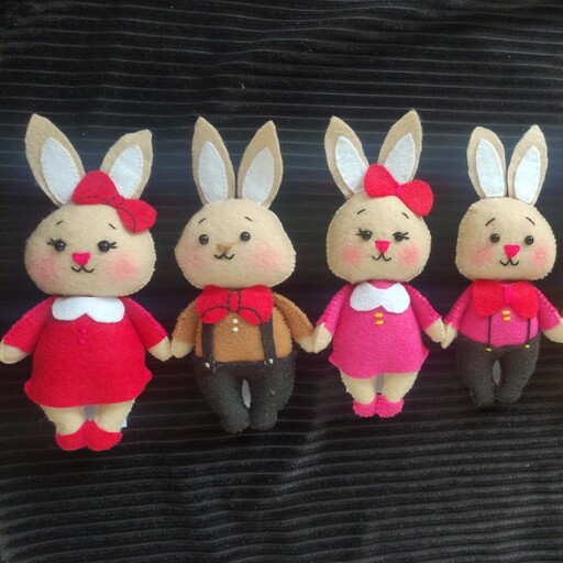 عروسک نمدی آقاخرگوش و خانم خرگوش قیمت جفت عروسک دستساز خرگوش نمدی            عروسک دستساز   