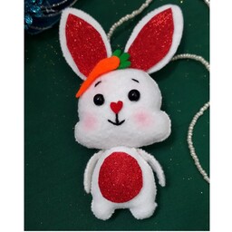 عروسک خرگوش گوش دراز.عروسک نمدی خرگوش نمدی سفید دستساز                      