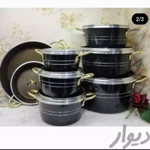 سرویس قابلمه لبه چدن تو زنبوری 15پارچه سمباده ای