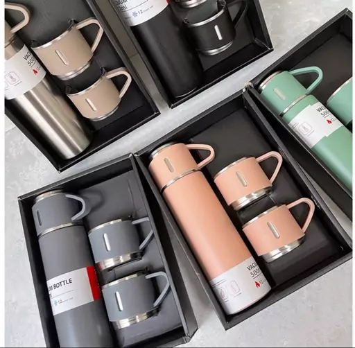 فلاسک مدل کادویی VACUUM FLASK SET گنجایش 0.5 لیتر به همراه 2 لیوان