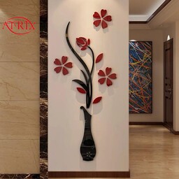 استیکر دیواری آتریکس مدل گل و گلدان  کد MD58رنگ مشکی و قرمز