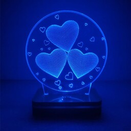 چراغ خواب طرح سه قلب مدل هفت رنگ سان لیزر  