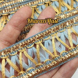 نوار هندی نوار تزئینی نوار ابریشمی لباس آبی طلایی 