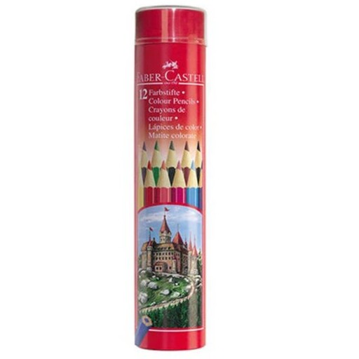 مداد رنگی 12 رنگ  فابر کاستل   فلزی استوانه ای  طرح قلعه