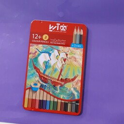مداد رنگی 12  رنگ آریا  جعبه فلزی