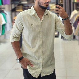 پیراهن مردانه نخ پنبه اعلا آستین بلند راه راه پنج رنگ جذاب سایز XXXL XXL XL L M مدل z00pkxx