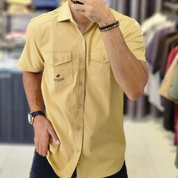 پیراهن کتان پنبه دوجیب آستین کوتاه تنخور شیک چهار رنگ عالی سایز XXXL XXL XL L M مدل 100vv0hv