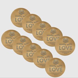 برچسب لیبل طرح ساخته شده با عشق انگلیسی مدل طلا کوب بسته 10 عددی