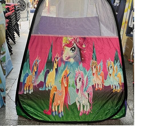 چادر کودک چادر بازی خیمه دخترانه هدیه کادو سیسمونی طرح پونی اسب شاخدار کد 1