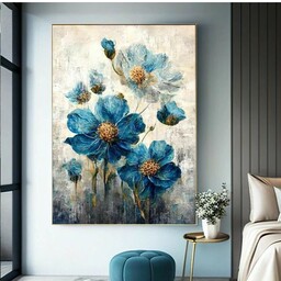 تابلو نقاشی دکوراتیو گل آبی