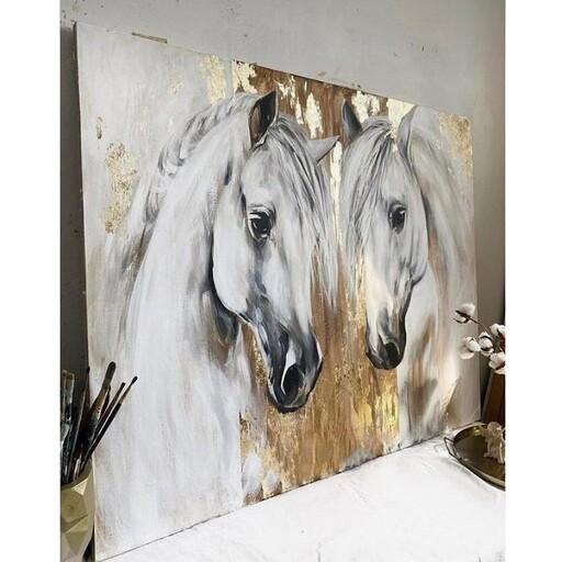 تابلو نقاشی رنگ روغن اسب مدرن در ابعاد 70در 100 تماما کار دست