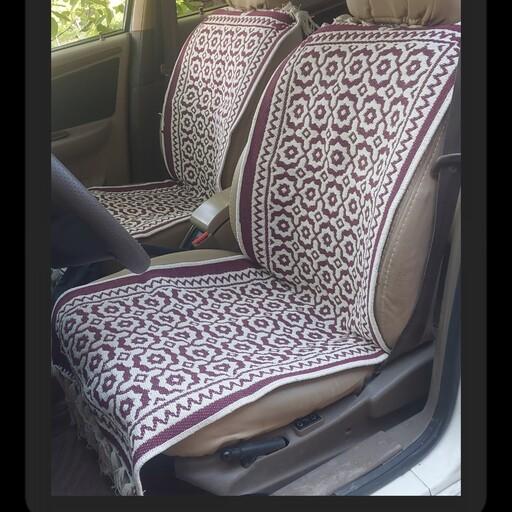 یک عدد روکش زیلویی قالیچه ای و محافظ پنبه ای صندلی خودرو طرح گل رُز 