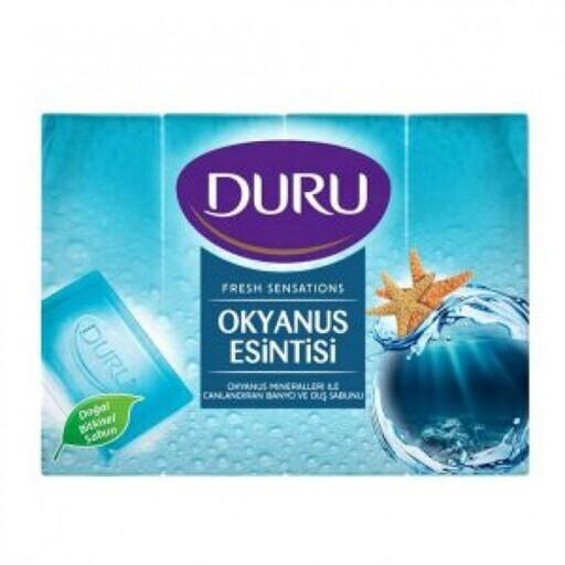 صابون دورو آبی  Duru اورجینال ترکیه 4 تایی (600 گرم) حاوی عصاره گل نیلوفر و دریایی