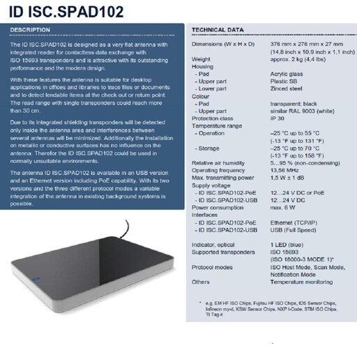 کارت خوان  RFID نوعHF مدل  ID ISC.SPAD102-USB محصول FEIG