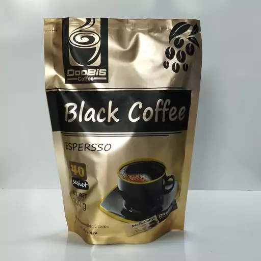 اسپرسو دوبیس مدل بلک کافی 100 درصد عربیکا حاوی 40 عدد ساشه - Doobis black coffee 