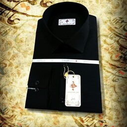پیراهن مشکی تترون درجه یک بروجرد یقه معمولی کلاسیک(سایزبندی S  M  L  XL  XXL)