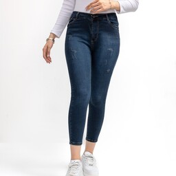 شلوار زنانه جین رنگ آبی نفتی (نسبتاً کشسان )سایز 34 