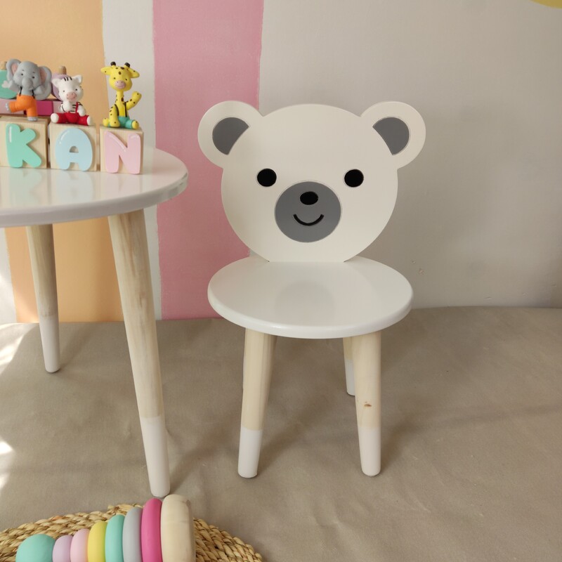 صندلی کودک مدل خرس سفید گوش طوسی