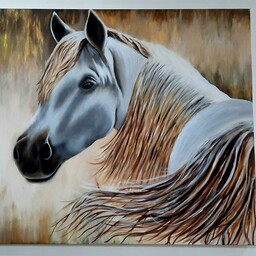 تابلو نقاشی رنگ روغن طرح اسب سایز  60 در 80
