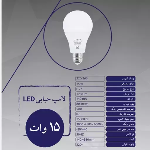 لامپ حبابی 15 وات تی سو