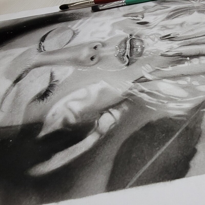 سفارش نقاشی چهره سیاه قلم سایز A3 با عکس دلخواه (بدون قاب)