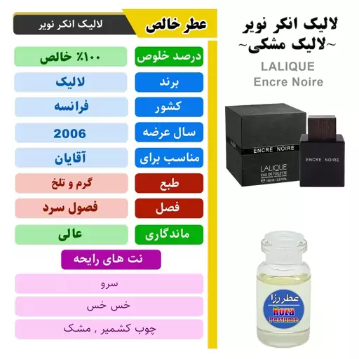 عطر گرمی و اسانس خالص ادکلن لالیک انکر نویر مردانه - عطر خالص لالیک مشکی آقایان 