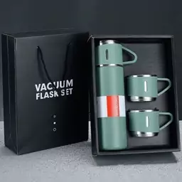 فلاسک مدل 3 کاپ VACUUM گنجایش 0.5 لیتر به همراه لیوان مجموعه 3 عددی