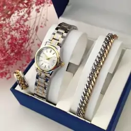 ساعت زنانه و دخترانه CASIO با دستبند کارتیر و حلقه 