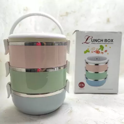 ظرف غذا داخل استیل گرم نگهدارنده مدل سه طبقه Lunch Box نه