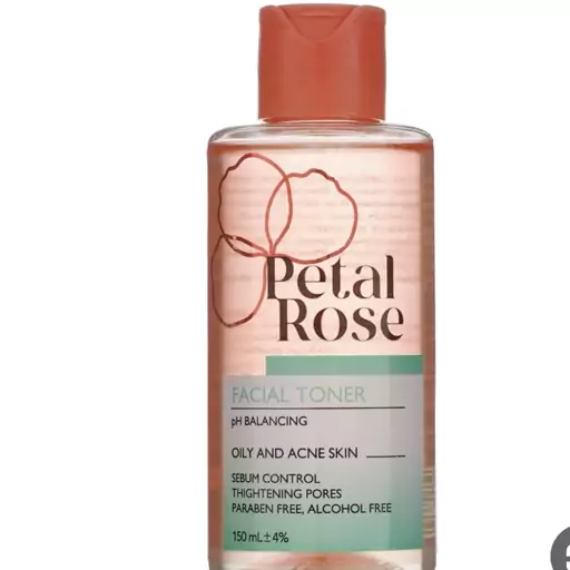 تونر صورت آبرسان  و مغذی کننده و ضد پیری و التهابمناسب پوست چرب و مستعد آکنه پتال رز PETAL ROSE