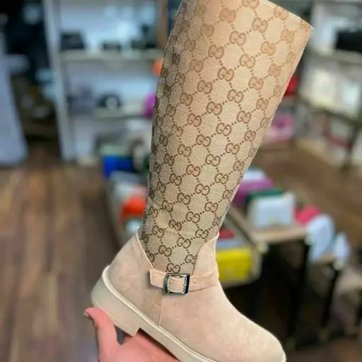 بوت گوچی کرمی لژدار زنانه دخترانه نیمبوت نیم بوت پوتین چکمه کفش کرم GUCCI مجلسی بلند پاشنه دار اسپرت اسپورت طبی صدشصچار