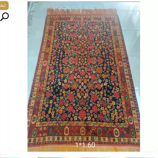 قالیچه ابریشم دو رو طرح هزار گل و هریس ابعاد 160 در 1 متر