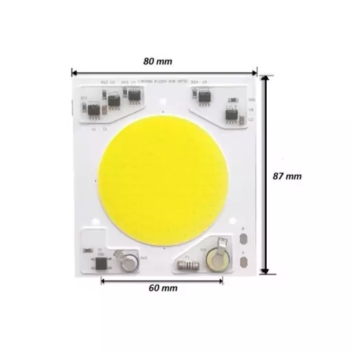 چیپ 50 وات 220 ولت سفید مهتابی COB Cob 220V مهتابی 50W گرد آنتی شوک دار