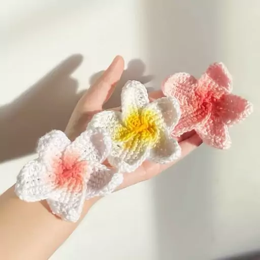 گیره مو بافتنی ، گل سر، crochet hair clip