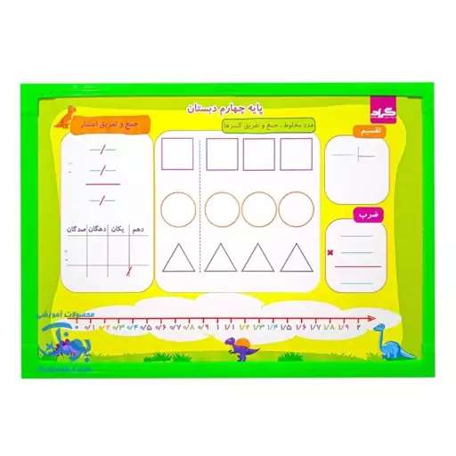 تخته ریاضی یار کلاس چهارم وایت بردی گراد سایز 35*25 سانتی‌متر | Math Board