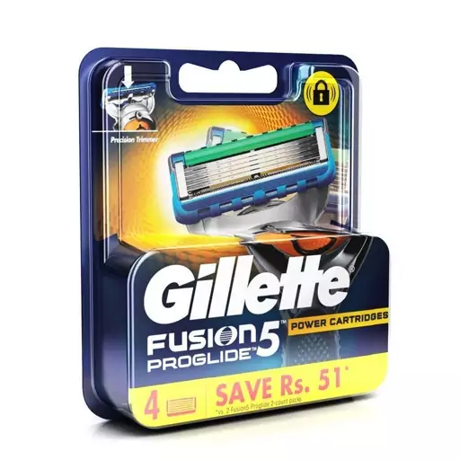 تیغ یدک ژیلت مدل Fusion 5 Proglide Power Cartridges بسته 4 عددی