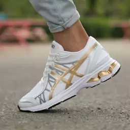 کتونی مردانه اسیکس کیانو 20 سفید طلایی Asics Kayano