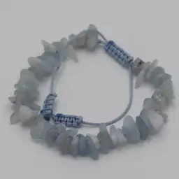 دستبند سنگ اکوامارین طبیعی درجه یک AQUAMARINE/ تراش چیپسی سایز 8/ دور مچ17