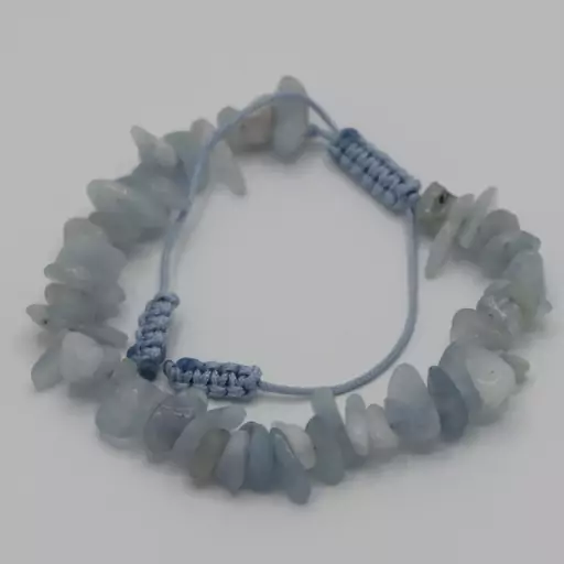 دستبند سنگ اکوامارین طبیعی درجه یک AQUAMARINE/ تراش چیپسی سایز 8/ دور مچ17