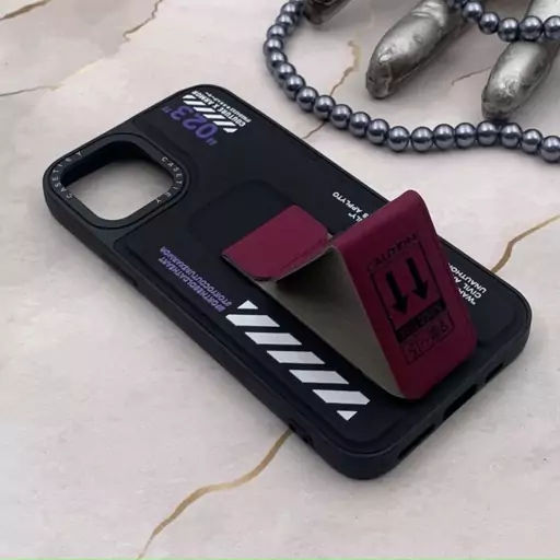 قاب گوشی iPhone 11 Pro آیفون دور سیلیکونی CaseTify مدل کاشن کیس استندشو مگنتی مشکی و زرشکی کد 64632