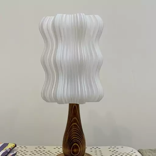 آباژور رومیزی مدل خورشید پایه چوب Lamp Shade 