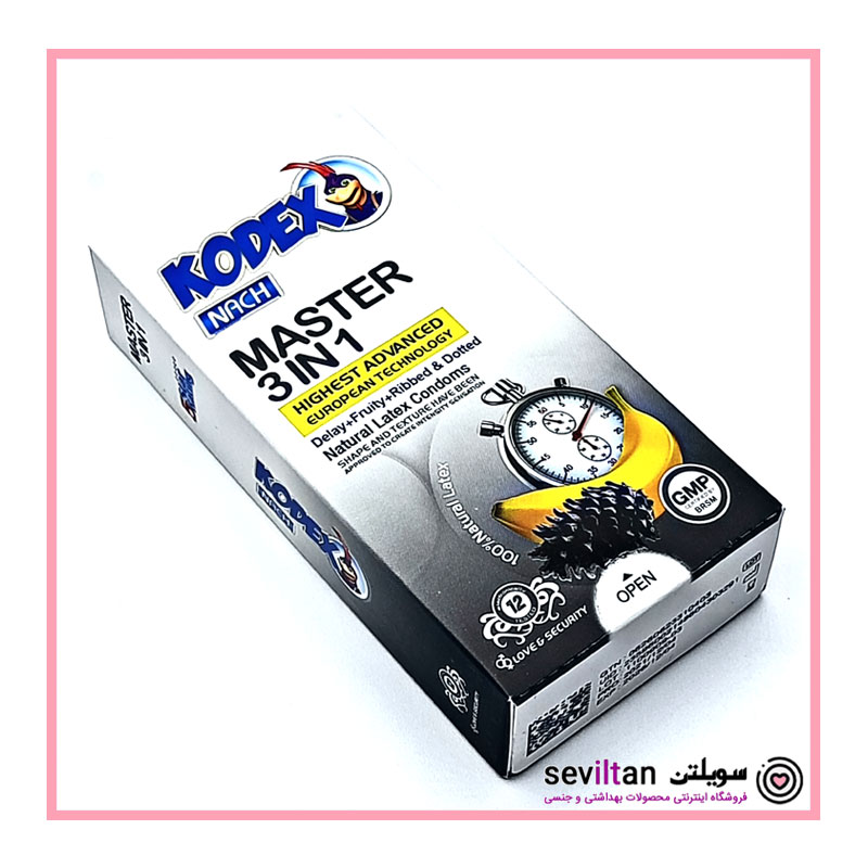 کاندوم سه کاره کدکس مدل Kodex MASTER 3 IN 1 بسته 12 عددی