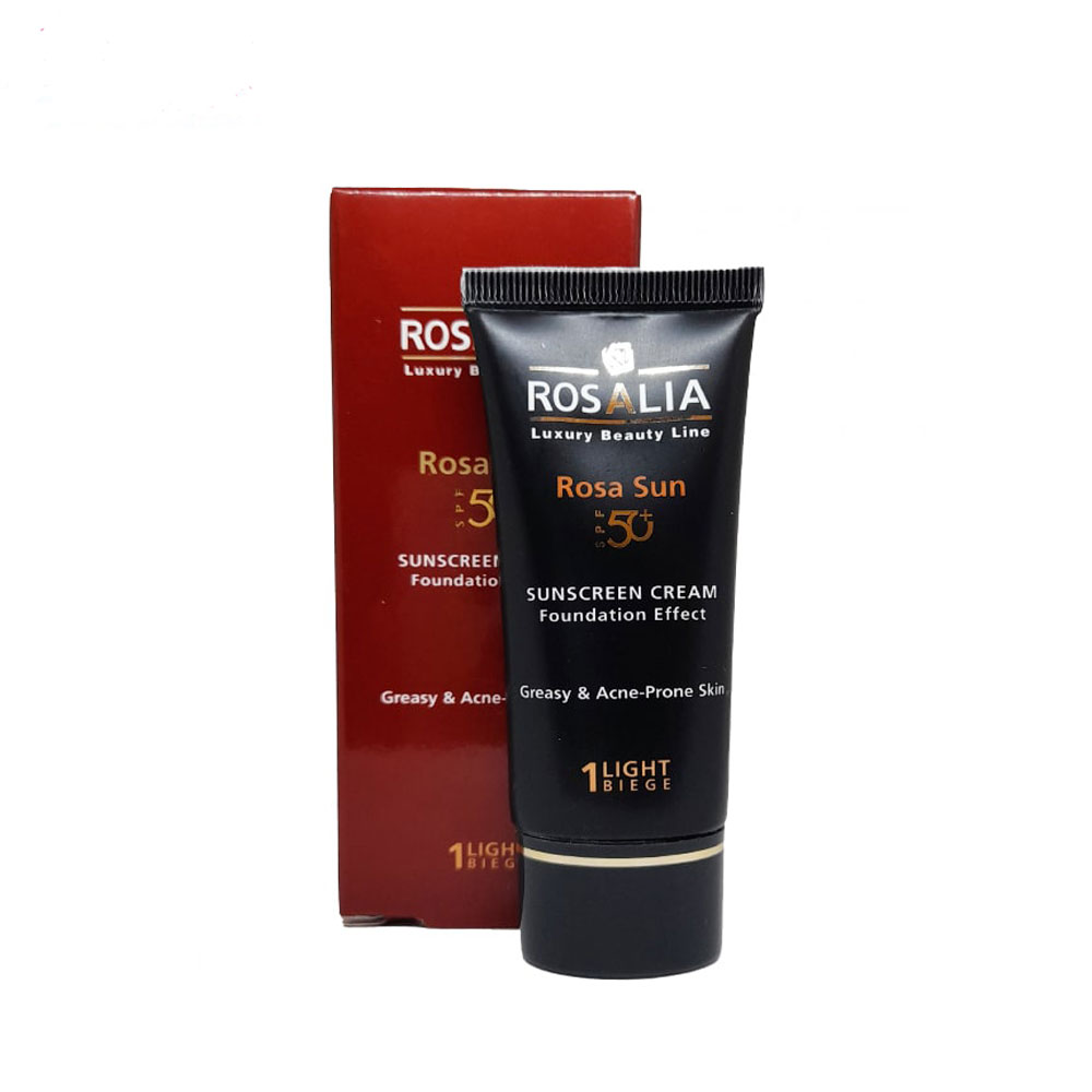 رزالیا  کرم ضد آفتاب پوست چرب و جوش دار رنگ لایت بژ SPF50