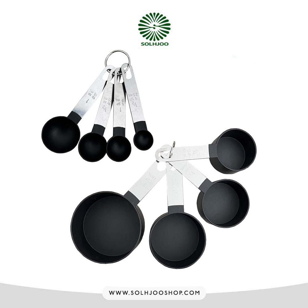 پیمانه پلاستیکی قاشق دسته استیل 8 عددی