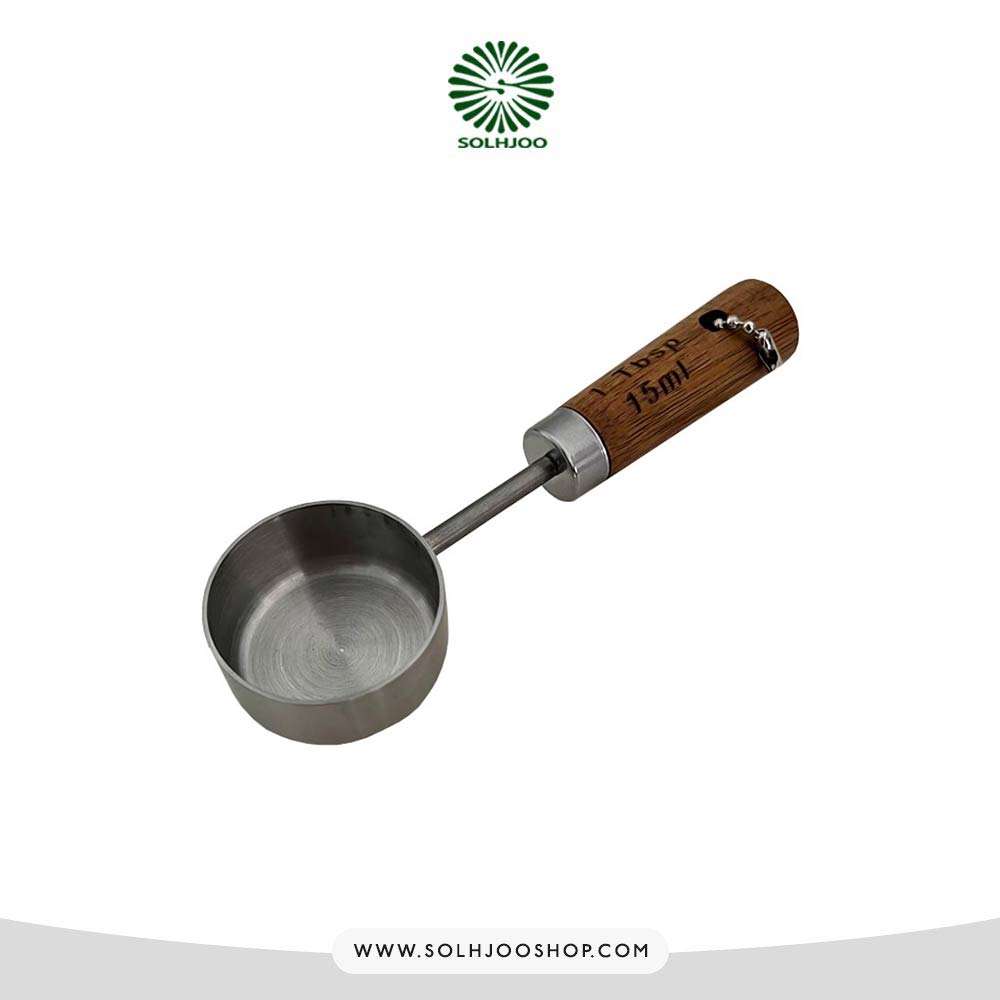 پیمانه قاشقی استیل دسته چوبی