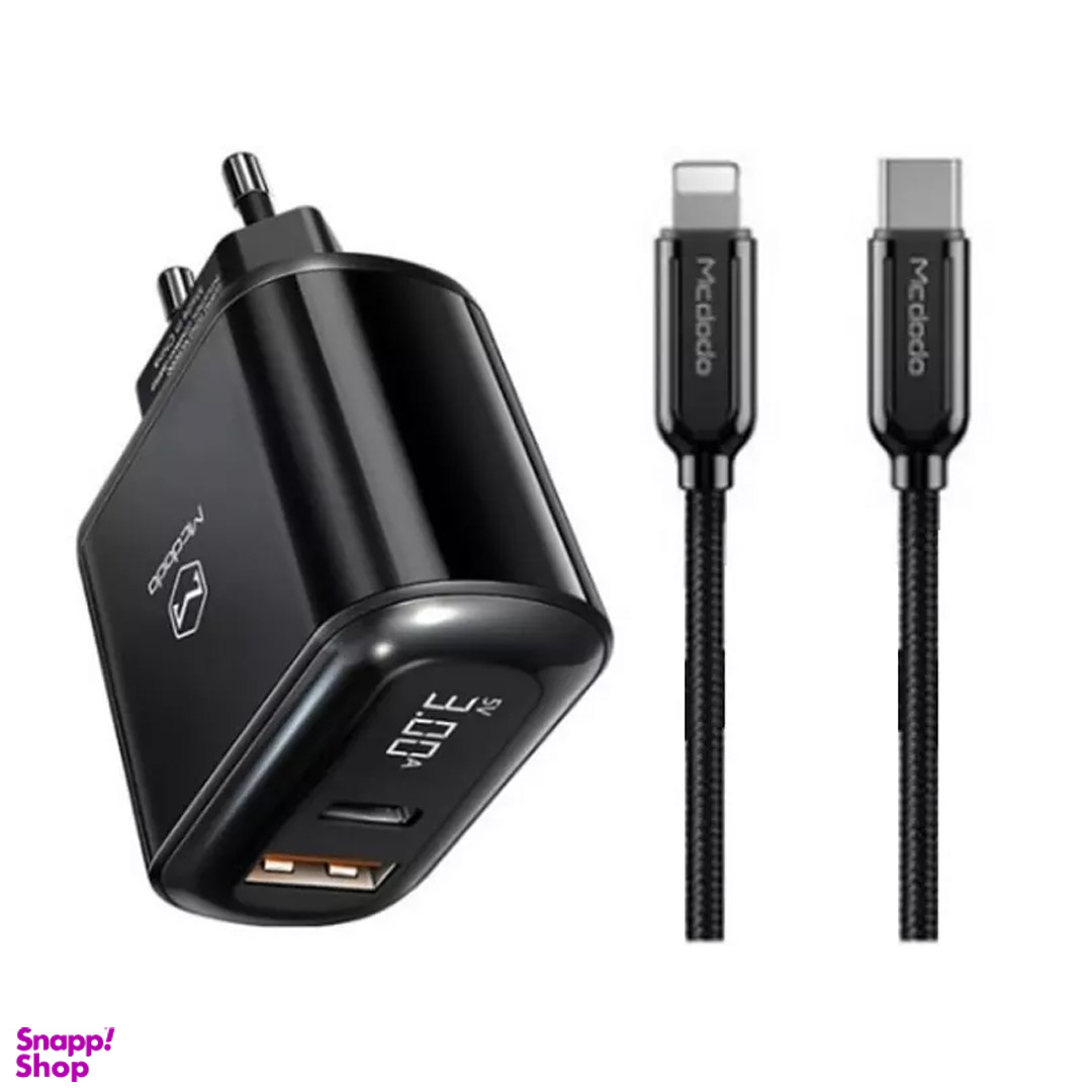 شارژر 18 وات مک‌ دودو مدل PD QC Travel Charger به همراه کابل Type-C به لایتنینگ مدل CH-717