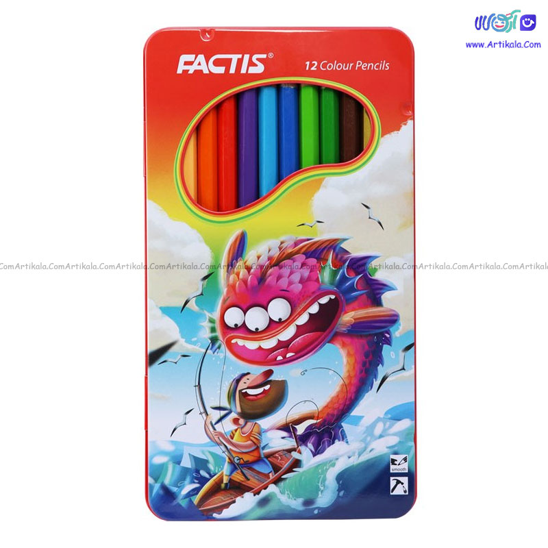 مداد رنگی 12 رنگ جعبه فلزی فکتیس Factis
